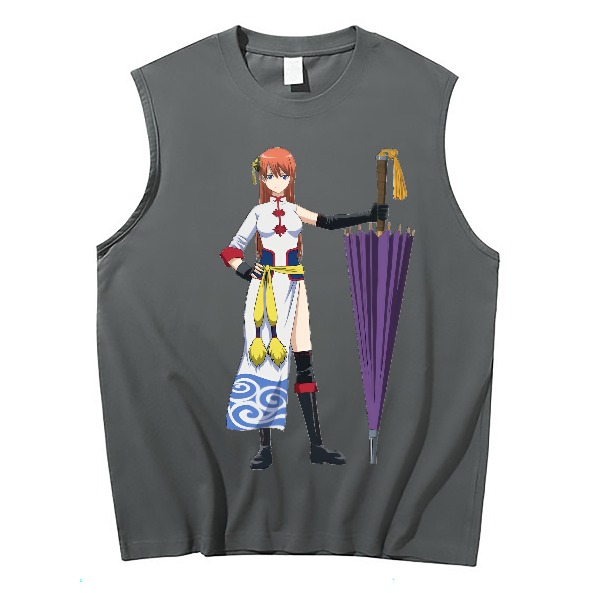 （画像用） ぎんたま 坂田銀時（さかたぎんとき） 神楽 志村新八（しむら しんぱち） GINTAMA Sakata Gintoki Kagura Shimura Shinpachi コットン100％タンクトップ（フロントプリント）